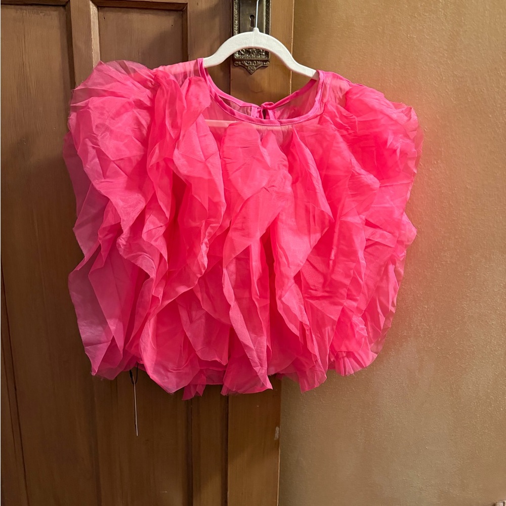 Kate Hewko Hot Pink soft Ruffled Women's Top size Medium BNWT